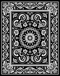 Traditional Black White Floral Medallion Rug