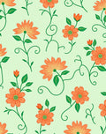 Orange Floral Vine Pattern Rug