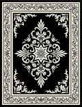 Classic Black White Floral Medallion Design Rug