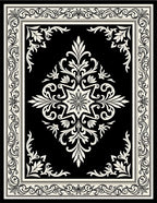 Classic Black White Floral Medallion Design Rug