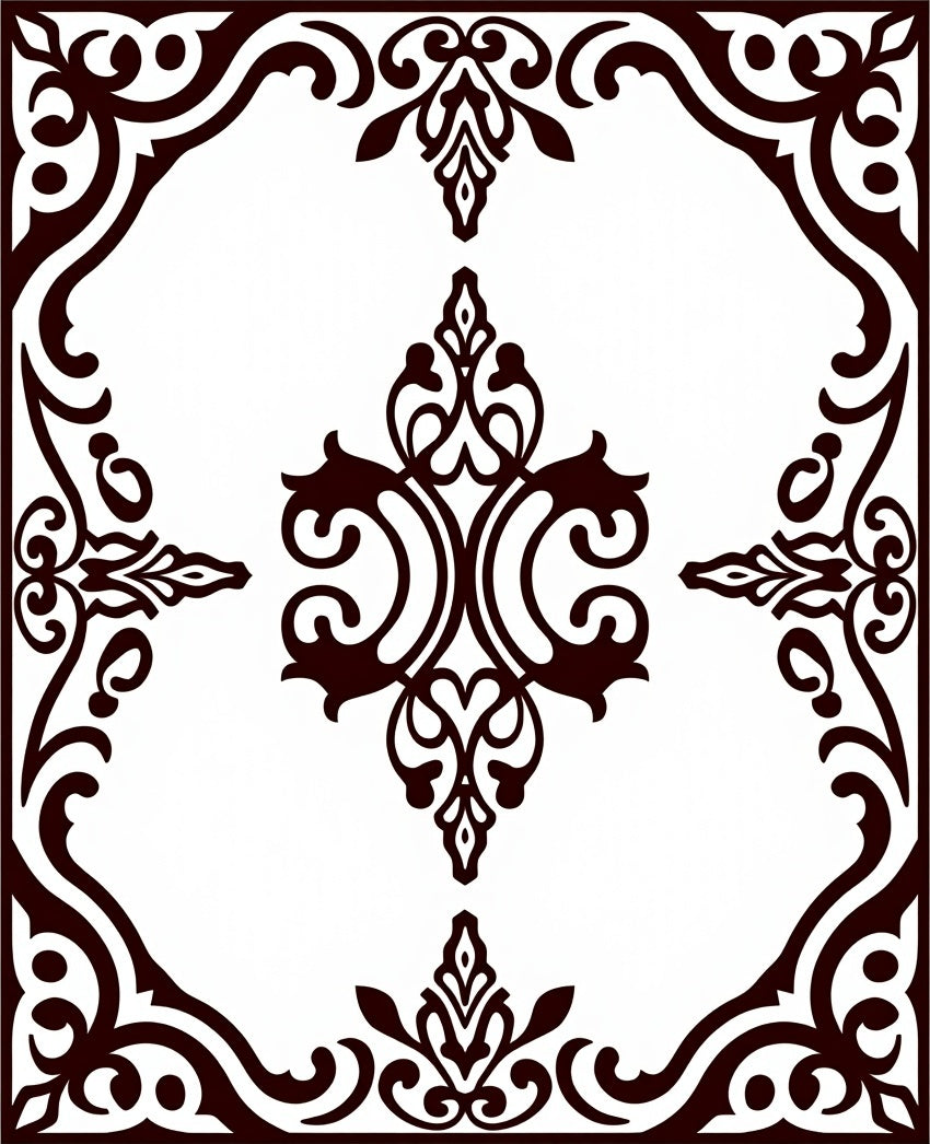 Ornate Scrollwork Baroque Pattern Design Rug