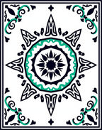 Mint Green Black Sunburst Design Rug