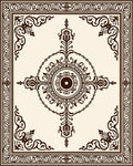 Dark Brown Ornate Scrollwork Design Rug