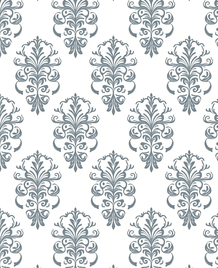 Damask Vintage Scroll Patterned Design Rug