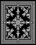 Classic Black White Floral Scroll Pattern Rug