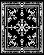 Classic Black White Floral Scroll Pattern Rug