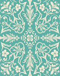 Teal Floral Vine Pattern Rug
