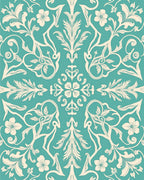 Teal Floral Vine Pattern Rug