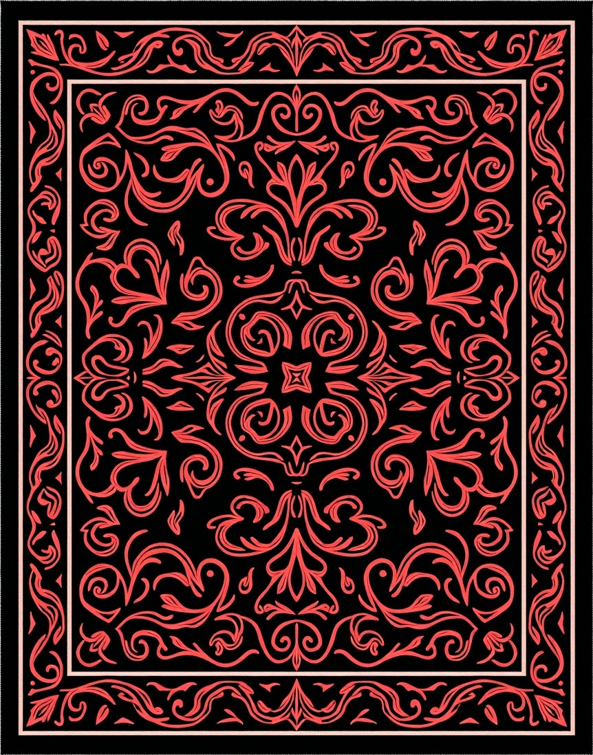Coral Floral Intricate Patterned Rug