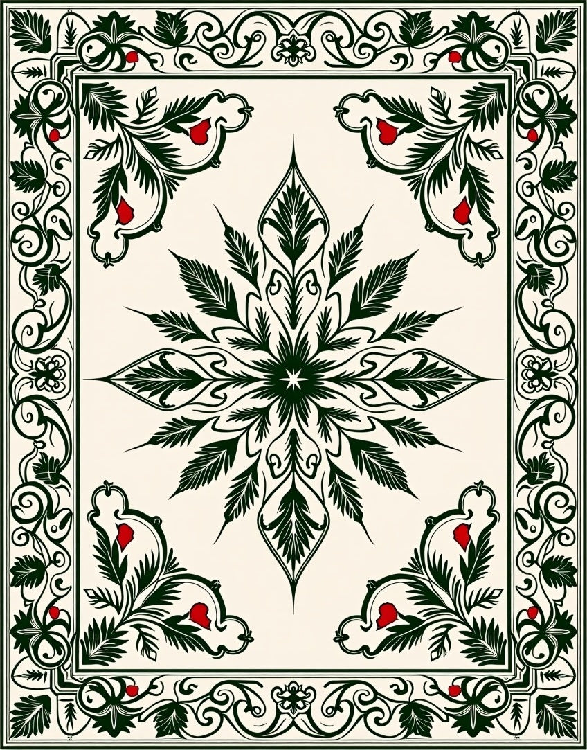 Elegant Floral Swirl Red Accent Rug