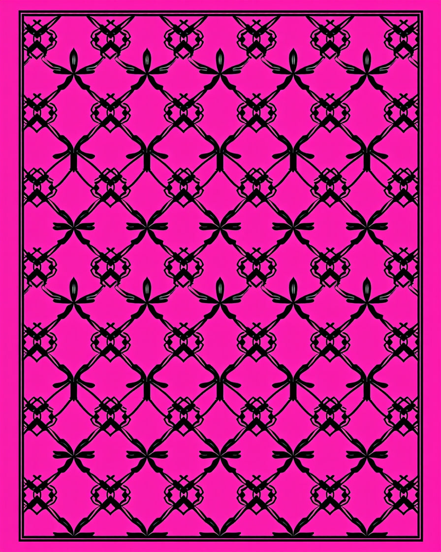 Vibrant Pink Lattice Patterned Rug