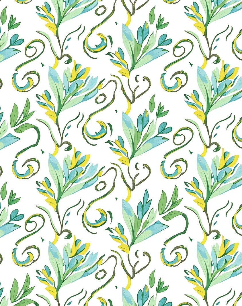 Whimsical Floral Print With Swirls Rug