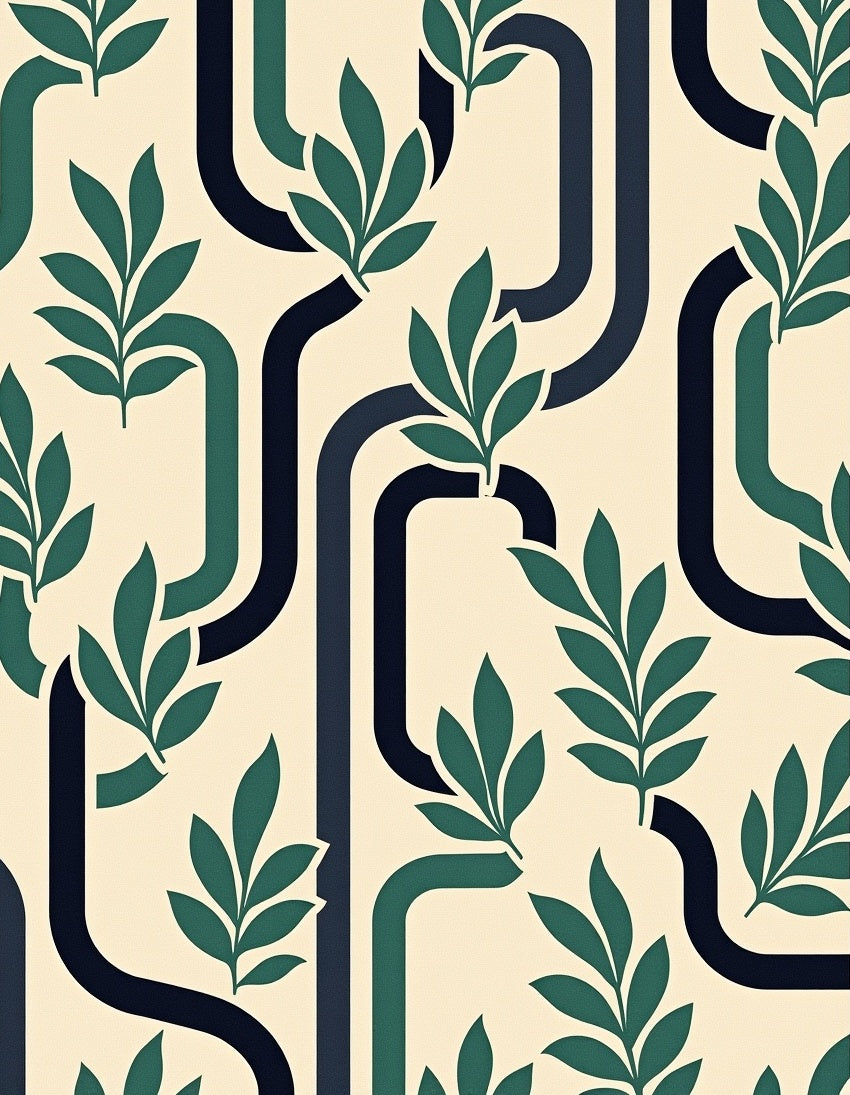 Retro Leafy Vine Pattern Rug