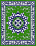 Green Mandala Floral Pattern Rug