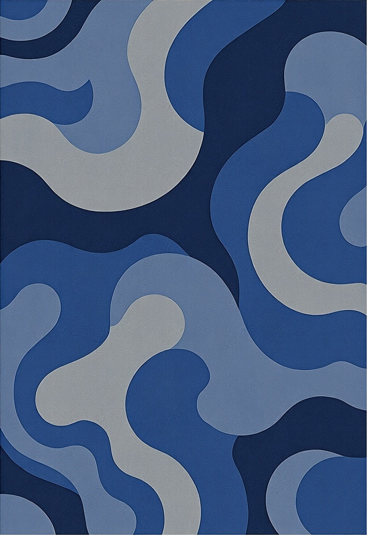 Abstract Blue Swirl Pattern Rug