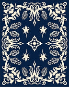Navy Floral Classic Art Deco Rug