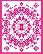 Vibrant Pink Mandala Floral Design Rug