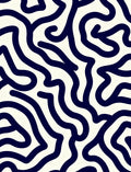 Navy Blue Abstract Swirl Pattern Rug
