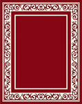 Ornate Scrollwork Crimson Frame Rug