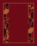 Geometric Bordered Crimson Pattern Rug