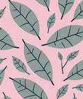 Gray Leaf Pattern on Pink Background Rug