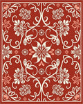 Ornate Floral Vines Crimson Rug