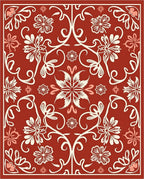 Ornate Floral Vines Crimson Rug