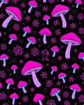 Vivid Magenta Mushroom Flower Pattern Rug