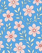 Pastel Pink Flower Blue Pattern Rug