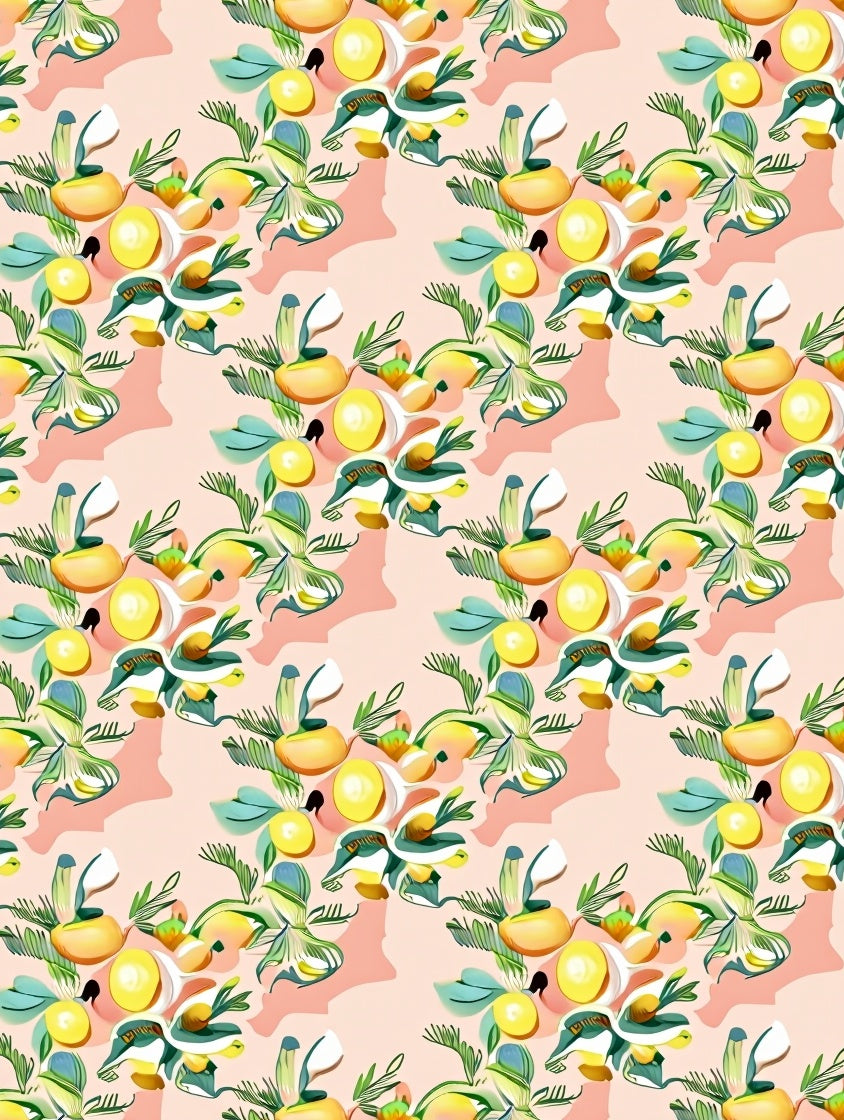 Abstract Fruit And Leaf Pattern Rug