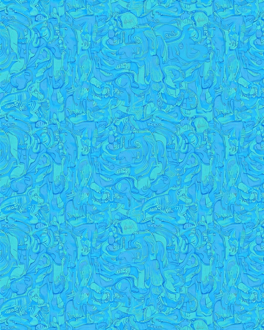 Abstract Blue Organic Pattern Rug