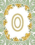 Golden Floral Oval Border Pattern Rug