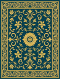 Grand Floral Scrollwork Teal Rug