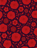 Red Floral Patterned Burgundy Rug