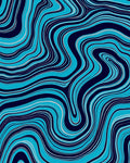 Abstract Blue Wavy Lines Pattern Rug