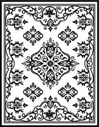 Ornate Black White Traditional Patterns Rug