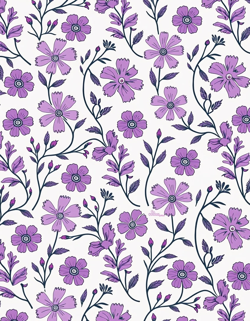 Purple Blossoms With Vines Pattern Rug
