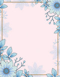 Blue Floral Botanical Border Design Rug