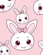 Kawaii Bunny Faces Pattern Design Rug