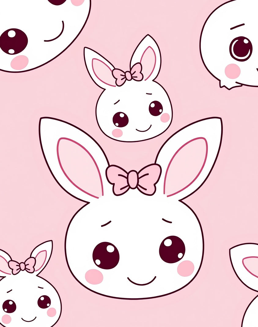 Kawaii Bunny Faces Pattern Design Rug