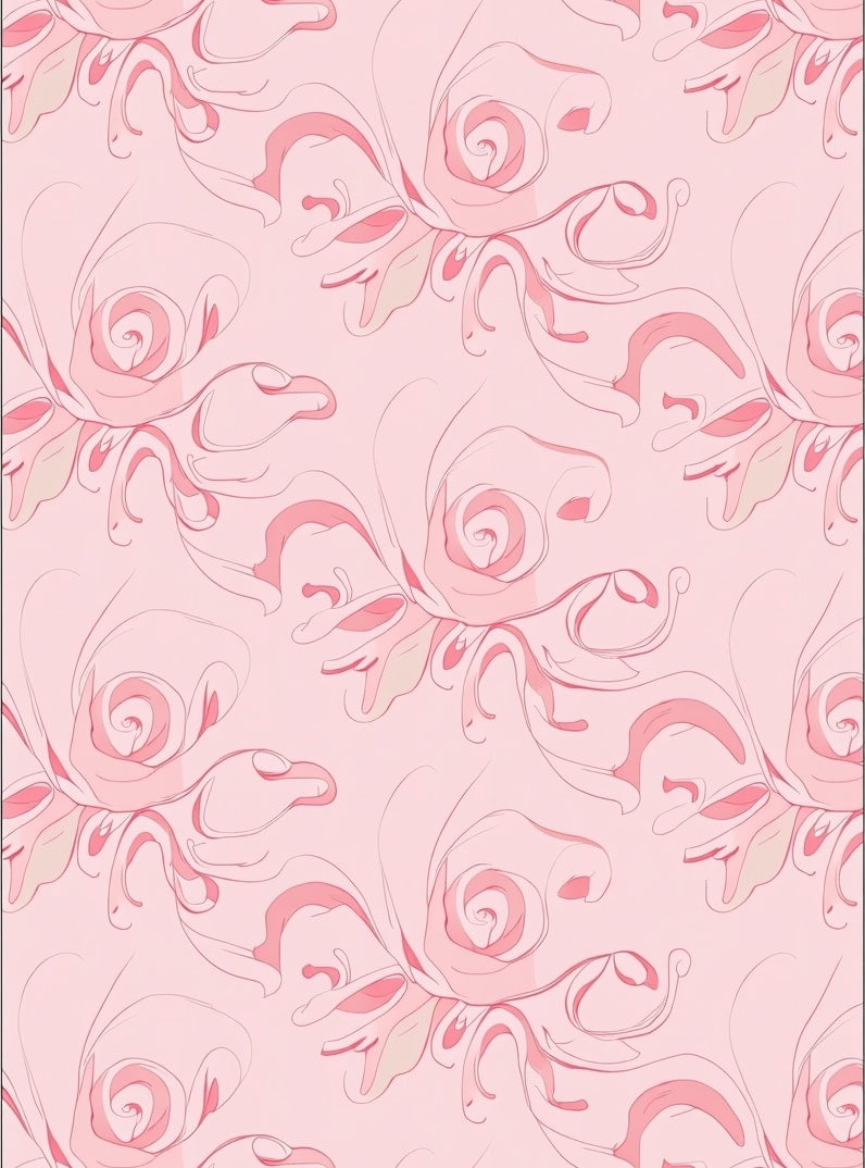 Soft Pink Floral Swirl Pattern Rug