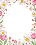 Pink Floral Daisy Tulip Design Rug