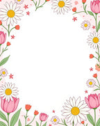 Pink Floral Daisy Tulip Design Rug
