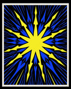 Radiant Yellow Blue Starburst Pattern Rug