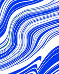 Bold Blue White Winding Lines Rug