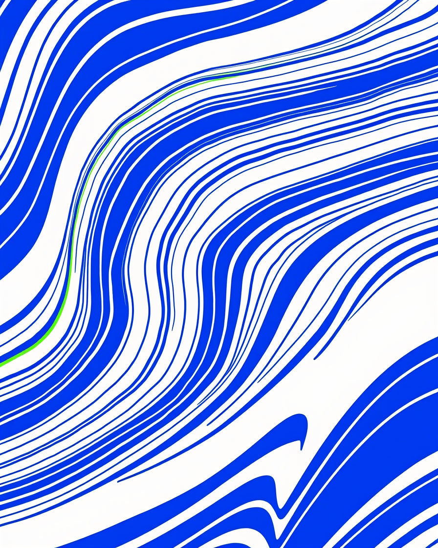 Bold Blue White Winding Lines Rug