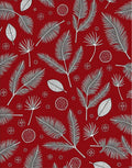 Deep Red White Tropical Leaf Medley Rug
