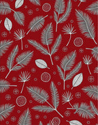 Deep Red White Tropical Leaf Medley Rug