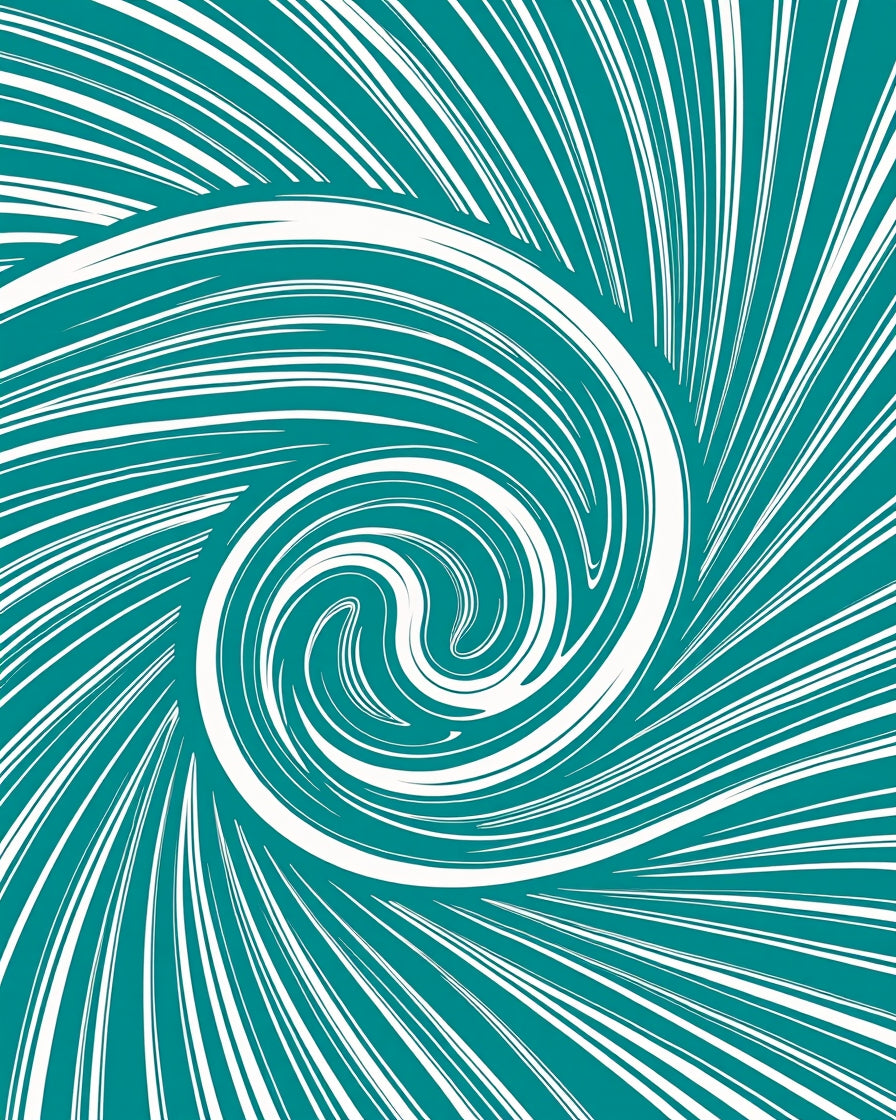Teal And White Swirl Pattern Rug