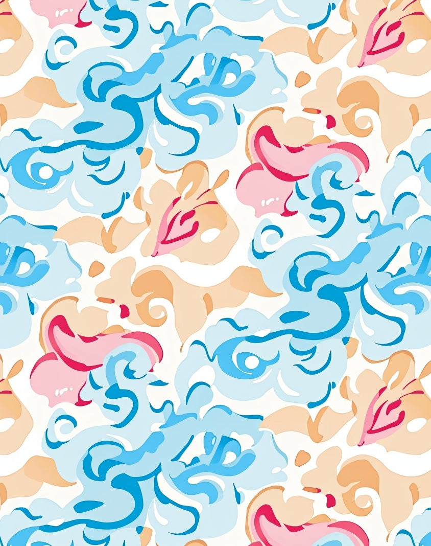 Abstract Swirls In Cool Ocean Hues Rug